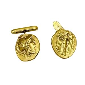 MMA Metropolitan Museum of Art Greek Coin gold tone cufflinks - GM72